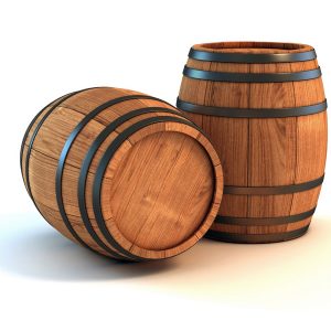 two wine barrels isolated on the white background